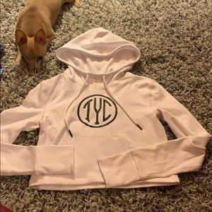 Til you collapse cropped white hoodie